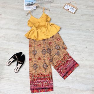 Set áo 2d lụa + quần thổ cẩm
