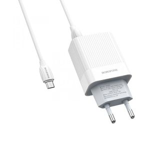 Bộ Cóc Cáp Sạc Nhanh QC3.0 BA39A Borofone - 2 cổng sạc - cổng Micro-USB chuẩn EU