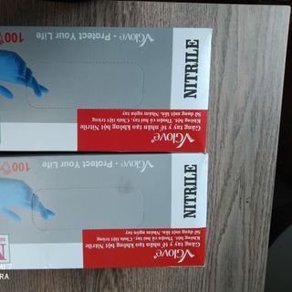 Găng Tay Vgloves NItrile màu xanh, trắng, không bột