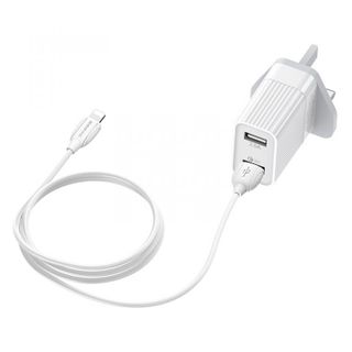 Bộ Cóc Cáp Sạc Nhanh QC3.0 BA39B Borofone - 2 cổng sạc - cổng Lightning chuẩn UK