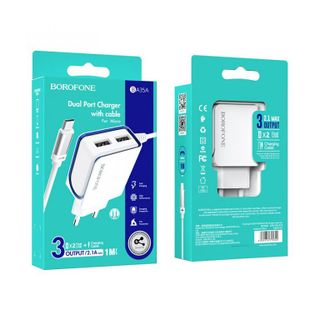 Bộ Cóc Cáp Sạc BA35A Borofone - 2 Cổng USB - Cổng Micro USB chuẩn EU