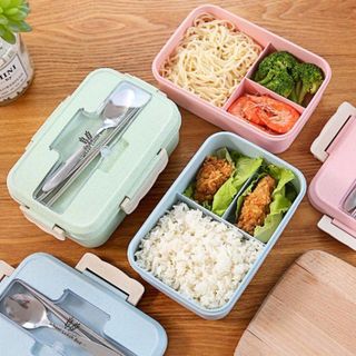 Hộp đựng cơm lúa mạch 3 ngăn kèm thìa đũa-dfhdfh