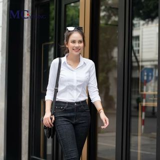 Áo sơ mi nữ dài tay màu trắng giá sỉ