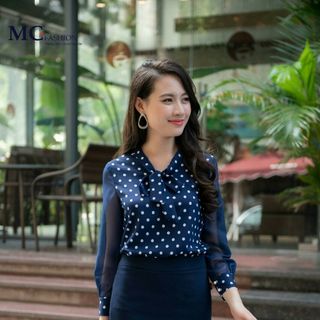 Áo chấm bi kiểu nữ tay lưới