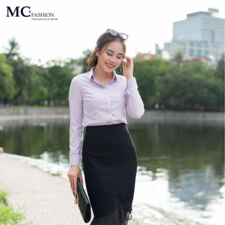 Áo sơ mi dài tay màu tím nhẹ hoa cà