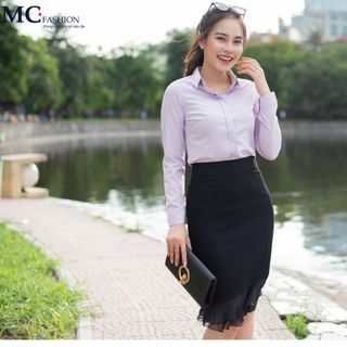 Áo sơ mi dài tay màu tím nhẹ hoa cà