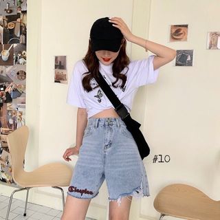 Quần ngố jean nữ in chữ chuyên sỉ jean 2KJean