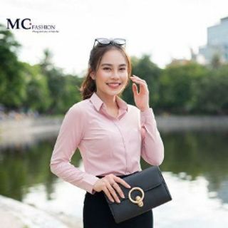 Áo sơ mi nữ dài tay màu hồng phấn giá sỉ