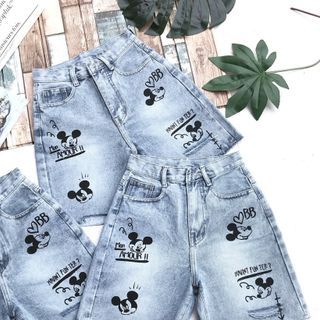 Quần ngố jean nữ in hình Mickey chuyên sỉ jean 2KJean