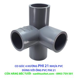 Bộ 10 cái CO GÓC 4 HƯỚNG PHI 21 NHỰA PVC - DÀY 3 MM giá sỉ