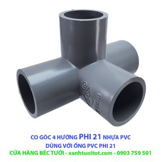 Bộ 10 cái CO GÓC 4 HƯỚNG PHI 21 NHỰA PVC - DÀY 3 MM