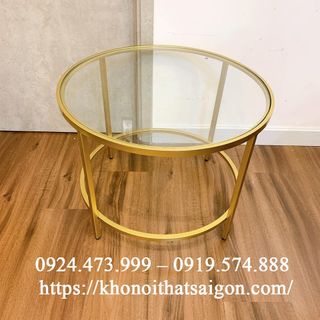 Bàn sofa mặt kính tròn 60cm chân sắt sơn tĩnh điện Kho Nội Thất Sài Gòn giá sỉ