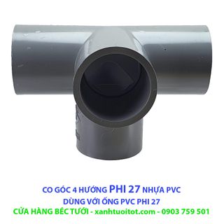 Bộ 10 cái CO GÓC 4 HƯỚNG PHI 27 NHỰA PVC - DÀY 3 MM
