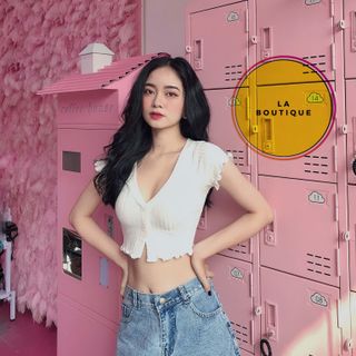 Áo Croptop V-Neck Cổ Tim LA BOUTIQUE 267