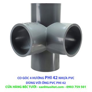 Bộ 10 cái CO GÓC 4 HƯỚNG PHI 42 NHỰA PVC - DÀY 3 MM giá sỉ