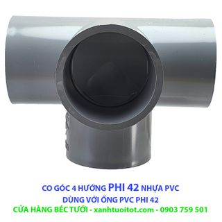 Bộ 10 cái CO GÓC 4 HƯỚNG PHI 42 NHỰA PVC - DÀY 3 MM