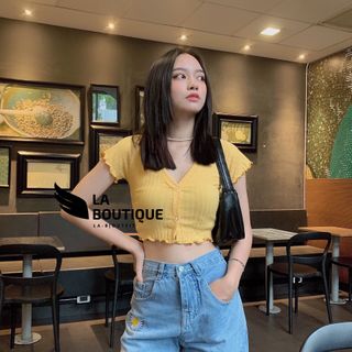 Áo Croptop V-Neck Cổ Tim LA BOUTIQUE 267