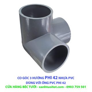 Bộ 10 cái CO GÓC 3 HƯỚNG PHI 42 NHỰA PVC - DÀY 3 MM
