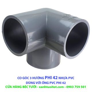 Bộ 10 cái CO GÓC 3 HƯỚNG PHI 42 NHỰA PVC - DÀY 3 MM
