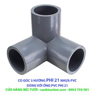 Bộ 10 cái CO GÓC 3 HƯỚNG PHI 21 NHỰA PVC - DÀY 3 MM giá sỉ