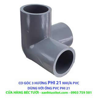 Bộ 10 cái CO GÓC 3 HƯỚNG PHI 21 NHỰA PVC - DÀY 3 MM