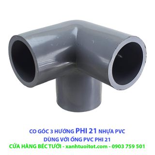 Bộ 10 cái CO GÓC 3 HƯỚNG PHI 21 NHỰA PVC - DÀY 3 MM