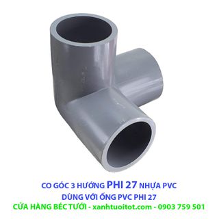 Bộ 10 cái CO GÓC 3 HƯỚNG PHI 27 NHỰA PVC - DÀY 3 MM