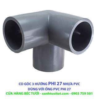 Bộ 10 cái CO GÓC 3 HƯỚNG PHI 27 NHỰA PVC - DÀY 3 MM