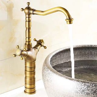 Vòi rửa chén đồng thau cổ điển (2 tay gạt)