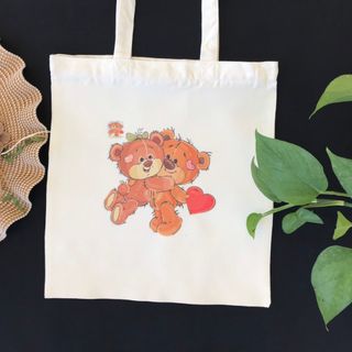 Túi vải tote, túi vải canvas màu trắng in họa tiết