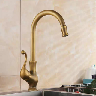 Vòi rửa chén đồng thau cổ điển (tay cong)