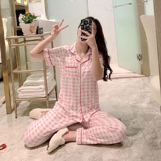 Bộ pizama quần dài tay ngắn hàng Quảng Châu