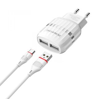 Bộ Cóc Cáp Sạc BA24A Borofone - 2 Cổng USB - Cổng Type-C - chuẩn EU