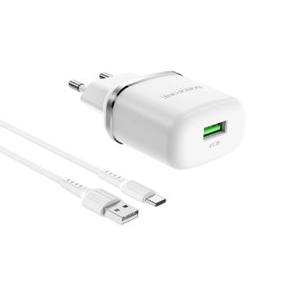 Bộ Cóc Cáp Sạc Nhanh BA36A QC3.0 Borofone - 1 Cổng USB - Cổng Type-C - chuẩn EU
