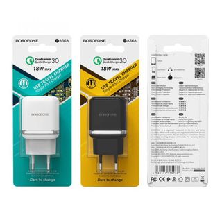 Cóc Sạc Nhanh BA36A QC3.0 Borofone - 1 Cổng USB - chuẩn EU