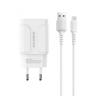 Bộ Cóc Cáp Sạc BA37A Borofone - 2 Cổng USB - Cổng Micro-USB - chuẩn EU