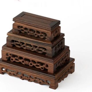 Bộ 4 đế gỗ , đôn gỗ chữ nhật chạm khắc giá sỉ