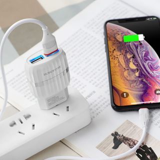 Bộ Cóc Cáp Sạc BA24A Borofone - 2 Cổng USB - Cổng Lightning - chuẩn EU