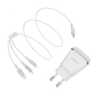 Bộ Cóc Cáp Sạc BA2A Borofone 3 in 1- 2 Cổng USB - chuẩn EU