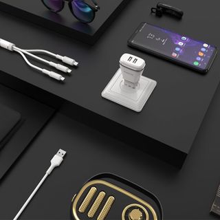 Bộ Cóc Cáp Sạc BA2A Borofone 3 in 1- 2 Cổng USB - chuẩn EU