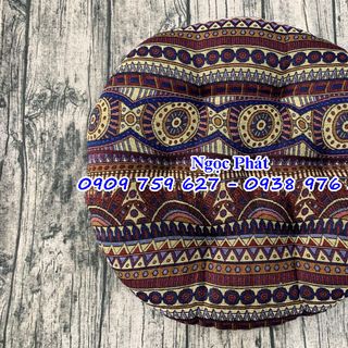 Nệm Ngồi Tròn Thổ Cẩm 45x8cm. Đệm Ngồi Thiền