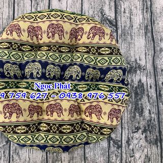 Nệm Ngồi Tròn Thổ Cẩm 45x8cm. Đệm Ngồi Thiền