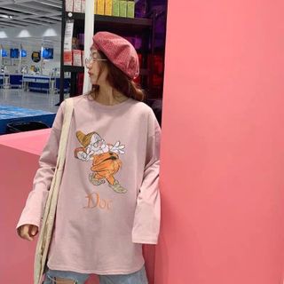 Áo thun nữ tay dài form rộng cá tính - oversize