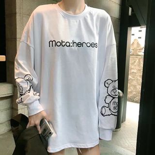 Áo thun nữ tay dài form rộng cá tính - oversize