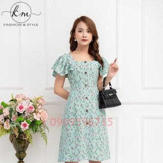ĐẦM CỔ VUÔNG TAY BÈO HOA NHÍ THANH LỊCH