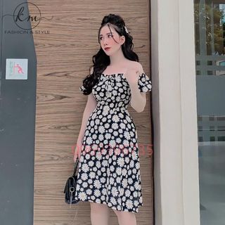 Đầm Trễ Vai Hoa Nhí Nữ Tính