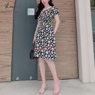 Đầm Trễ Vai Hoa Nhí Nữ Tính