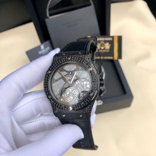 Đồng hồ nam HB vỏ đen Full kim cương nhân tạo đen giá sỉ