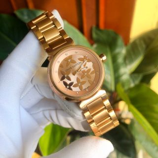 Đồng hồ L.V. nữ vỏ vàng mặt hoa hồng