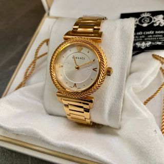 Đồng hồ nữ Versaces vỏ vàng mặt trắng dây kim loại